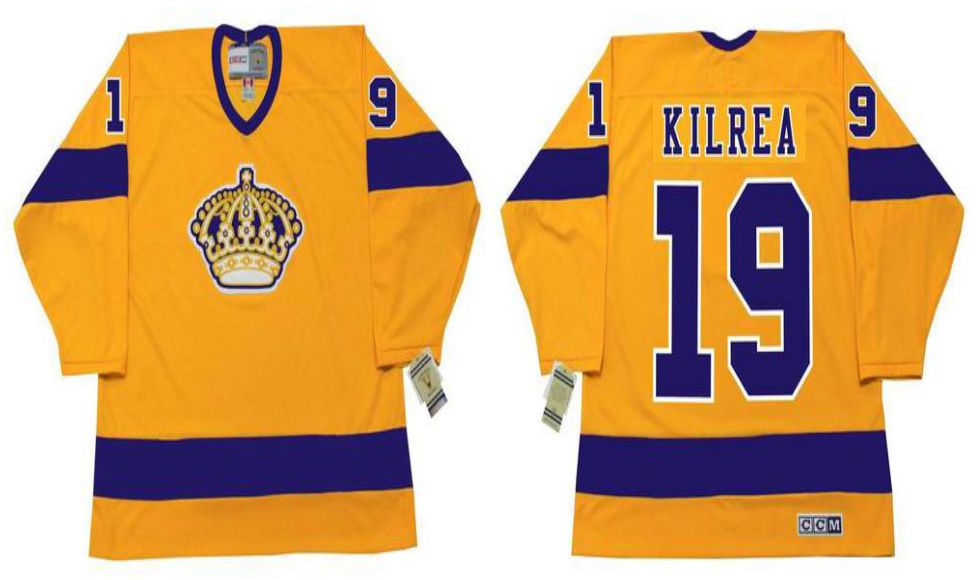 2019 Men Los Angeles Kings #19 Kilrea Yellow CCM NHL jerseys